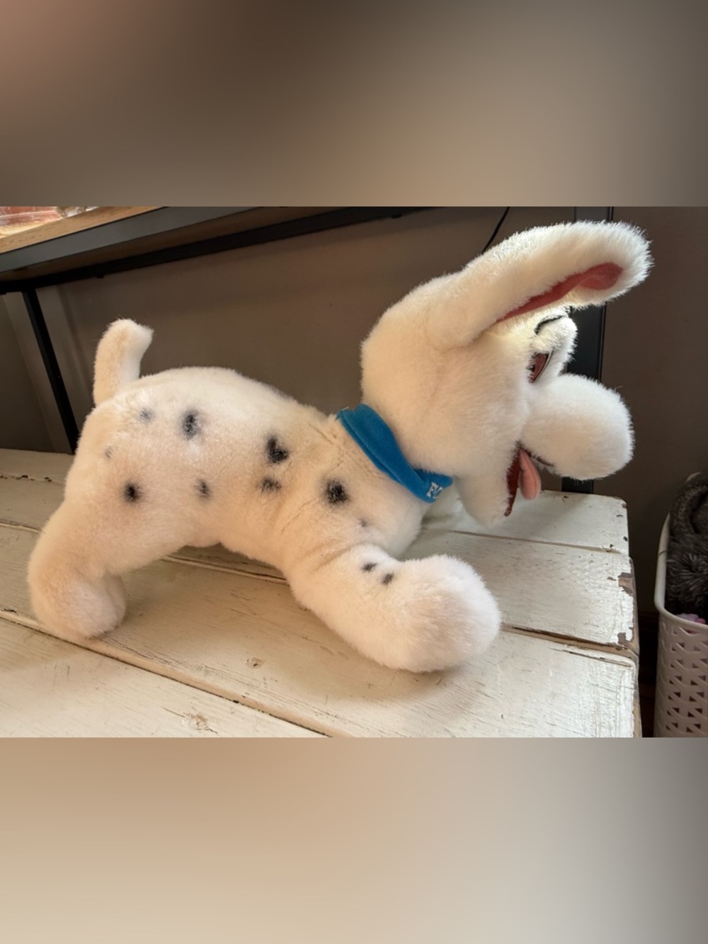 Disney 101 Dalmatians Fidget Plush Puppy Dog 12" Blue Collar Vintage Cartoon